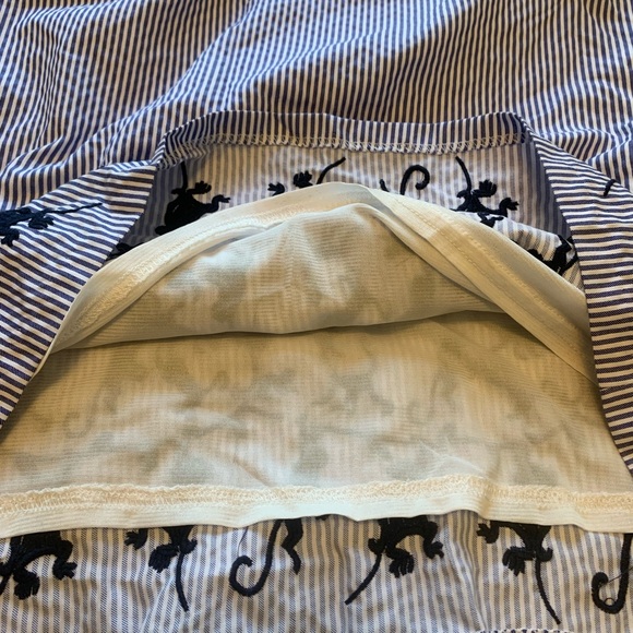 Nicole Miller Studio designer seersucker stripes embroidered monkey sheath dress - Picture 5 of 6